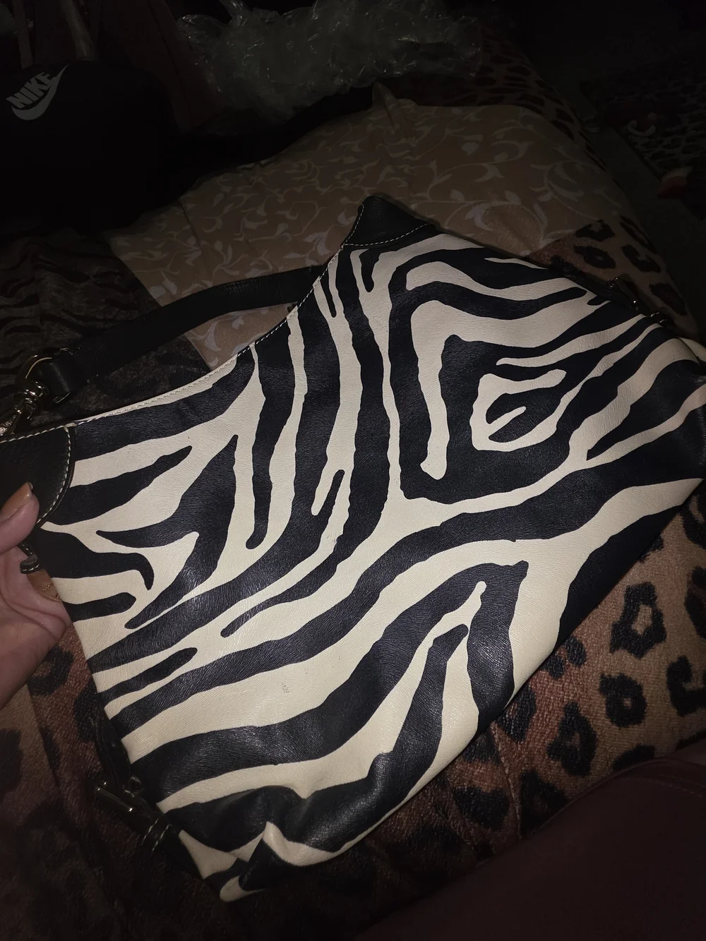 Dooney & Bourke Black & White Zebra Hobo Bag - Picture 2 of 7